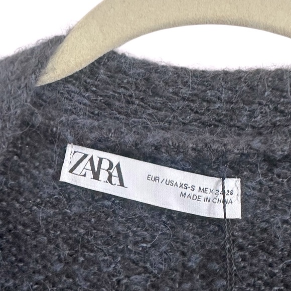 ZARA COZY CHUNKY LONG OPEN CARDIGAN MIDNIGHT MARLED BLUE SIZE XS/S - Picture 10 of 13